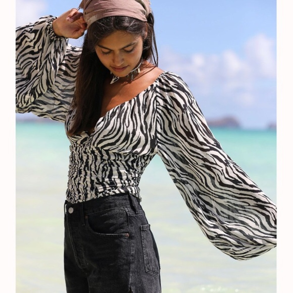 Free People Zebra Blouse